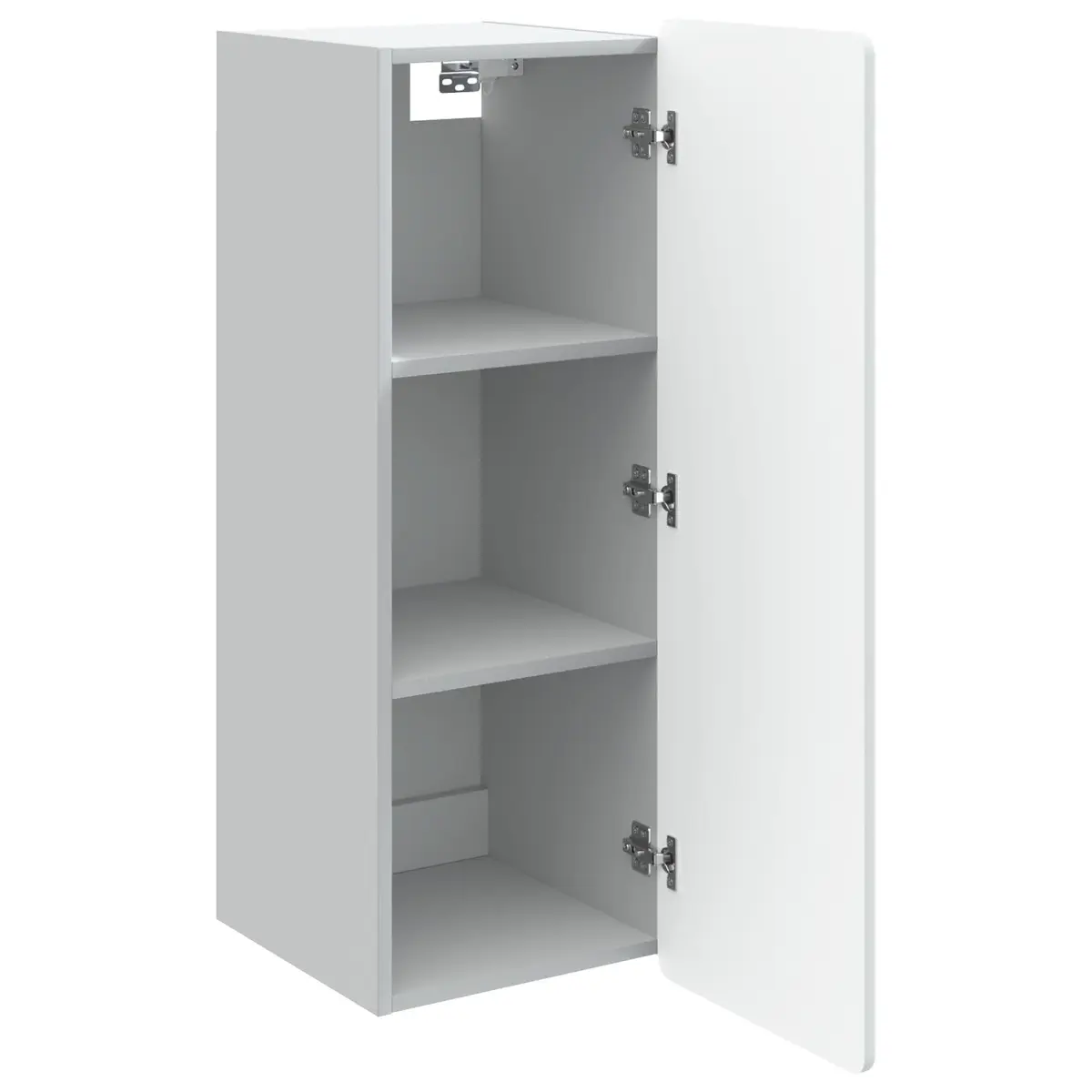 Wall-Mounted Cabinet Engineered Wood 33cm x 34.5cm x 94cm White Internal Shelves 90 Degree Hinge Doors