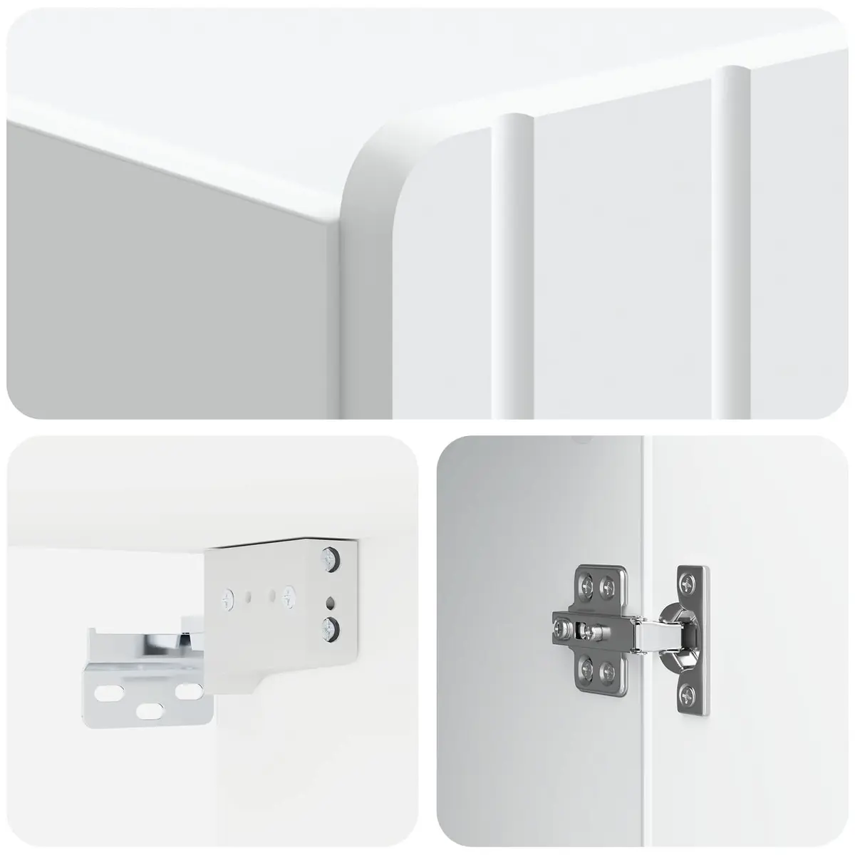 Wall-Mounted Cabinet Engineered Wood 33cm x 34.5cm x 94cm White Internal Shelves 90 Degree Hinge Doors