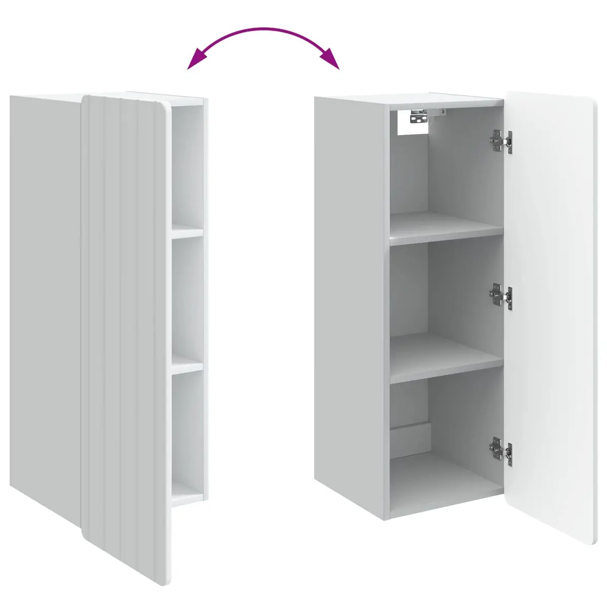 Wall-Mounted Cabinet Engineered Wood 33cm x 34.5cm x 94cm White Internal Shelves 90 Degree Hinge Doors