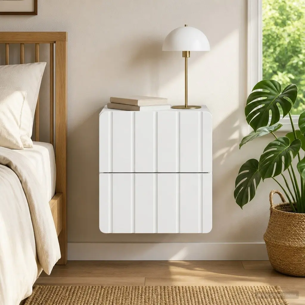 Wall-Mounted Bedside Cabinet Engineered Wood Small White