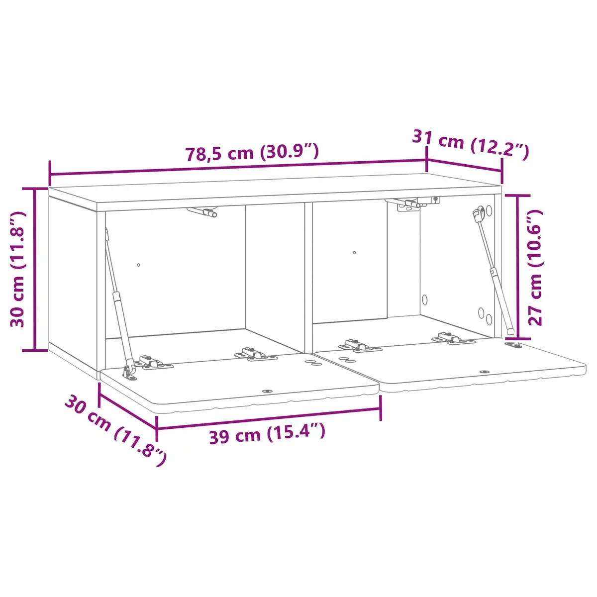 Wall-Mounted TV Cabinet 78.5 x 31 x 30 cm White Storage Unit Modern Design