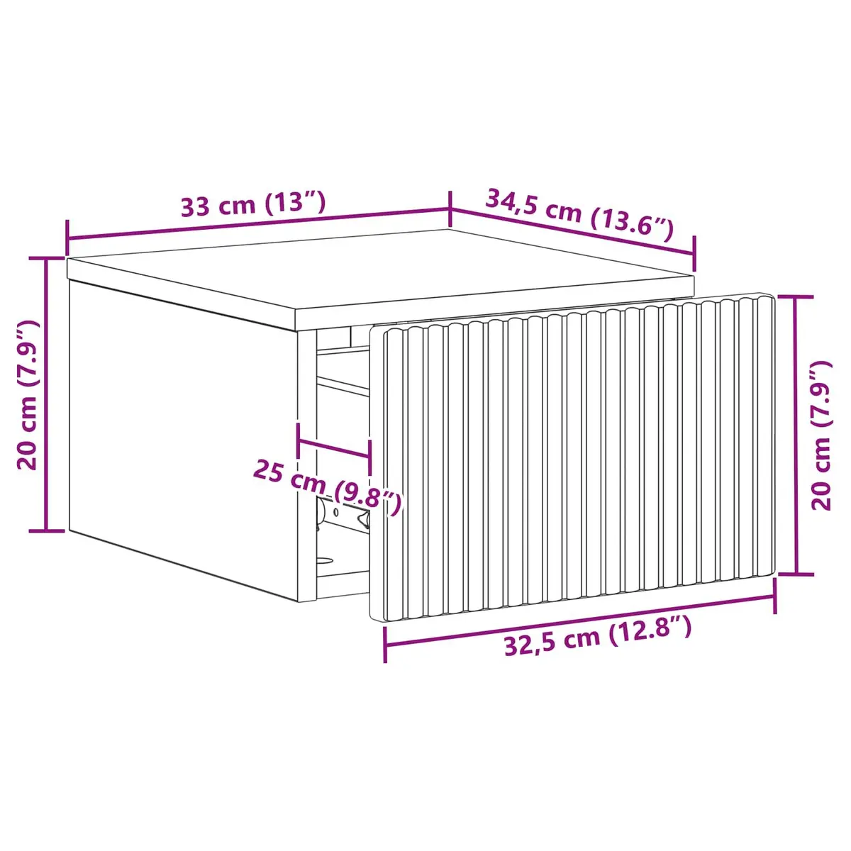 Wall-Mounted Bedside Cabinet for Small Spaces 33x34.5x20cm