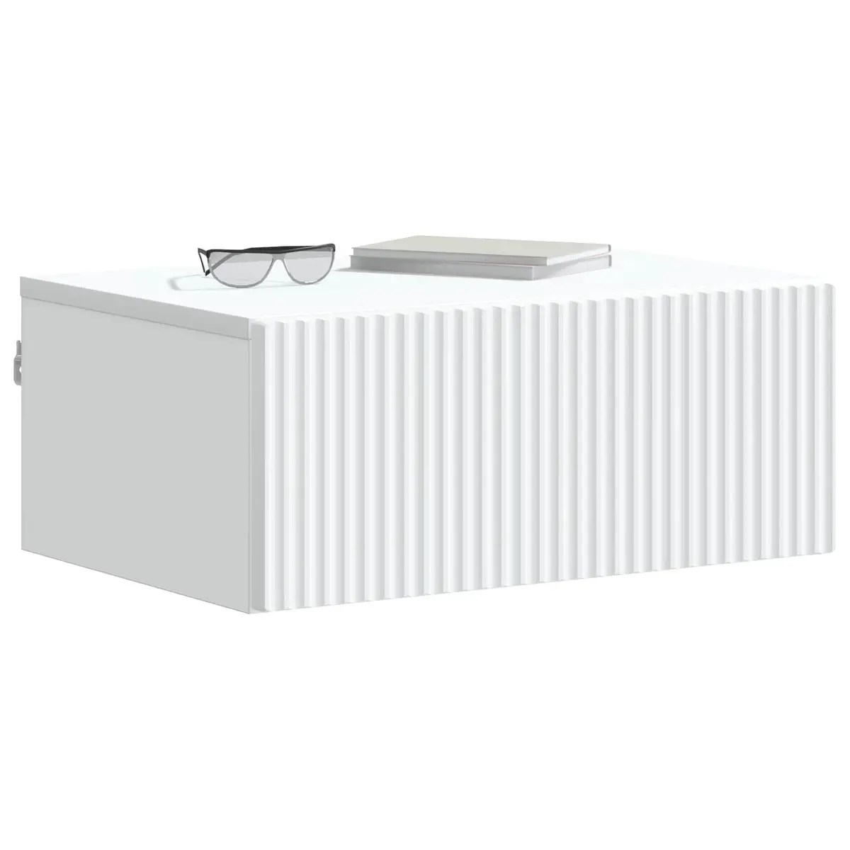 White Engineered Wood Wall-Mounted Bedside Storage Cabinet 49x34.5x20cm