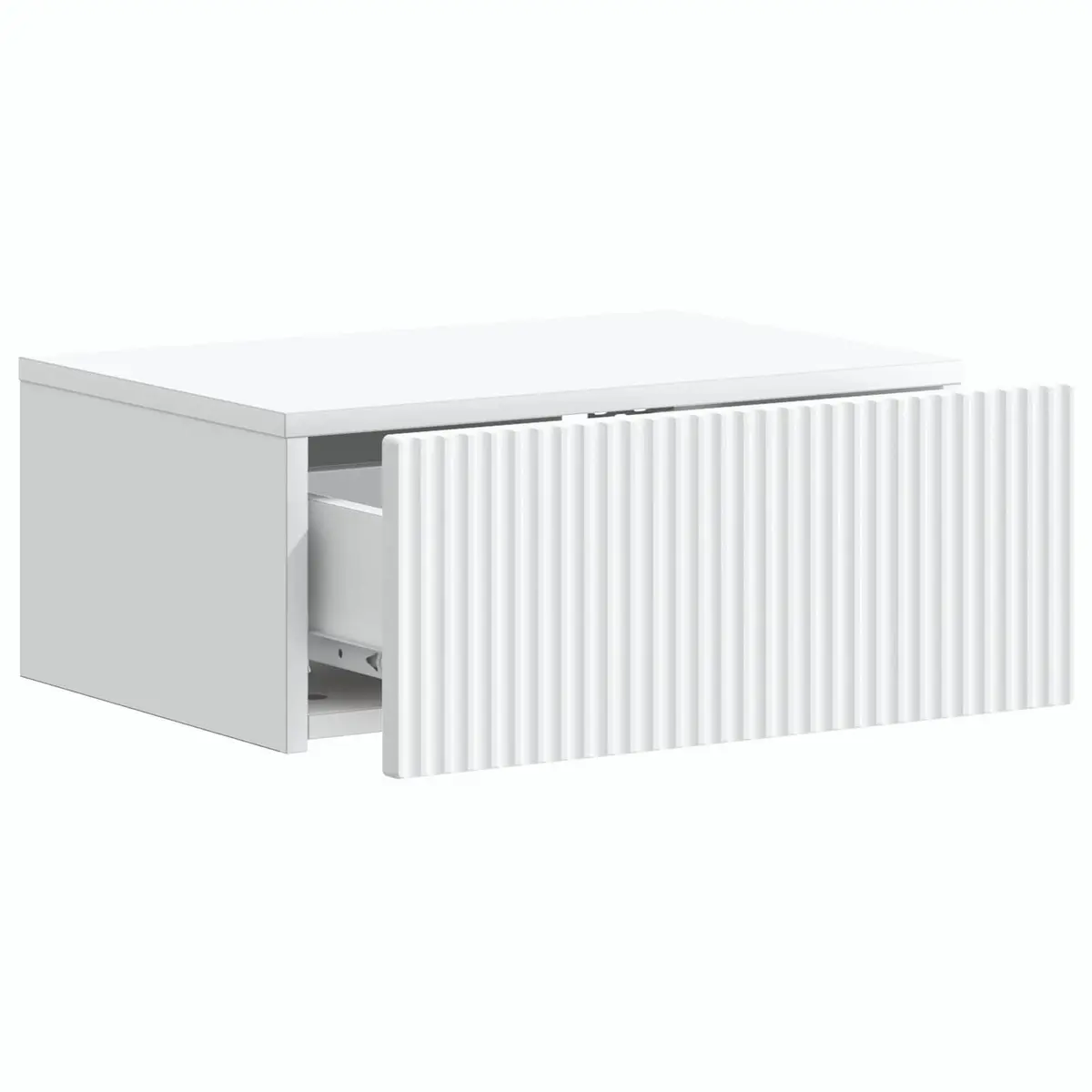 White Engineered Wood Wall-Mounted Bedside Storage Cabinet 49x34.5x20cm