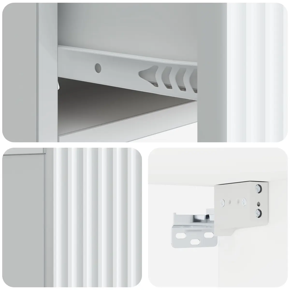 White Engineered Wood Wall-Mounted Bedside Storage Cabinet 49x34.5x20cm