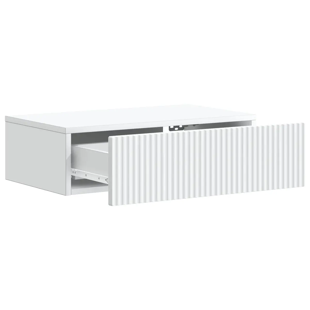 Wall-Mounted Side Table White Modern Storage 59x34.5x17cm Floating Shelf