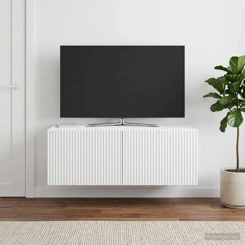 Wall-Mounted TV Cabinet Engineered Wood 78.5cm White Modern Living Room Storage