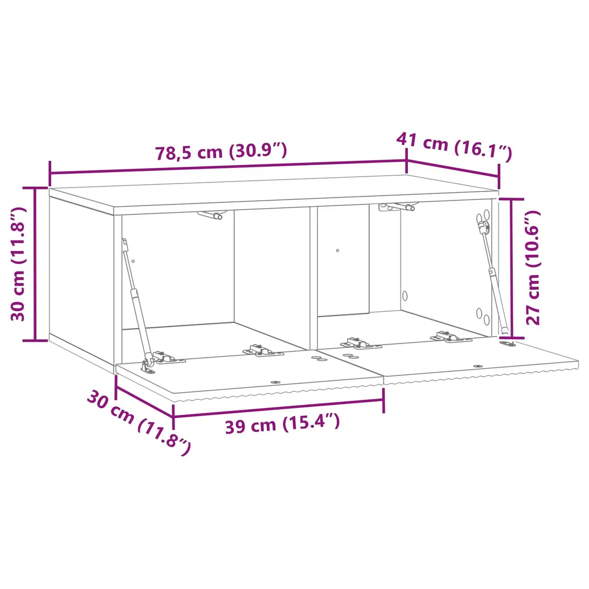 Wall-Mounted TV Cabinet Engineered Wood 78.5cm White Modern Living Room Storage