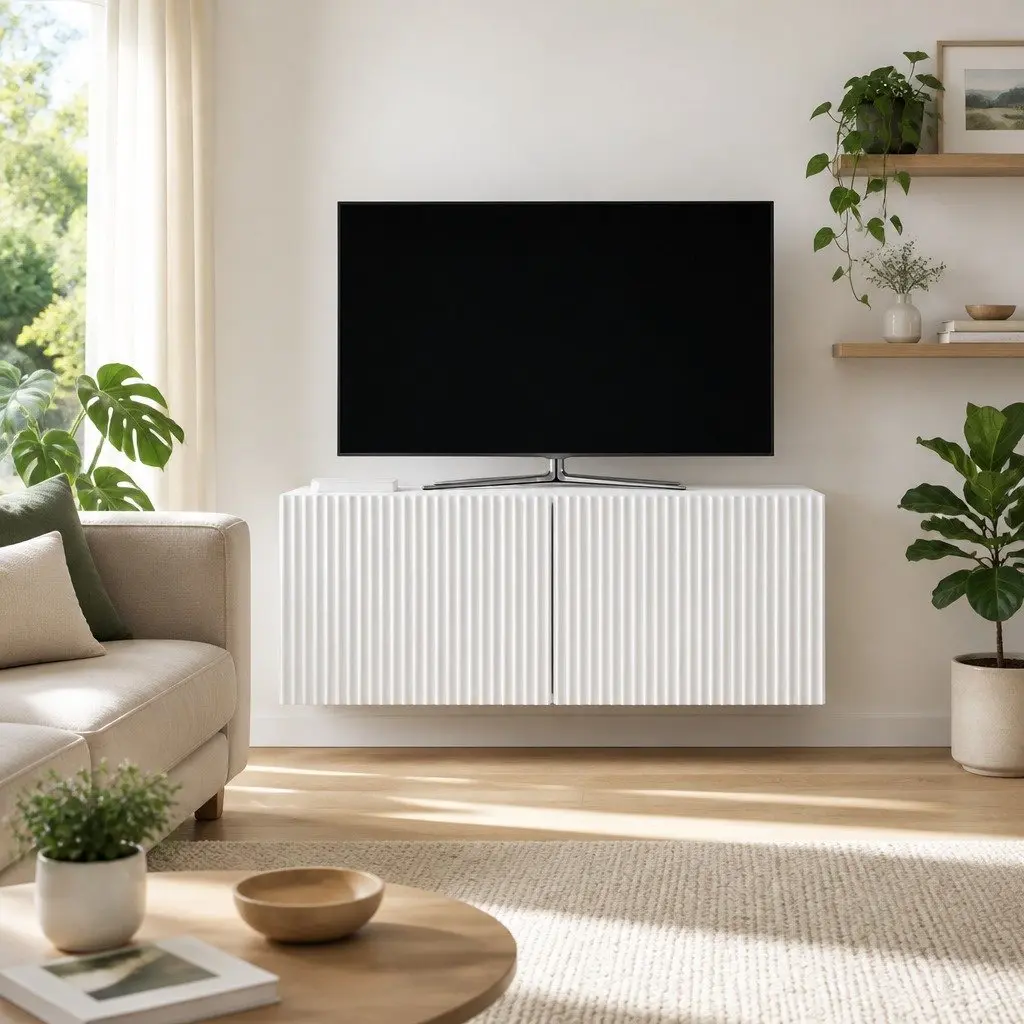 Wall-Mounted TV Cabinet Engineered Wood 78.5 x 31 x 30 cm White Modern Storage Unit