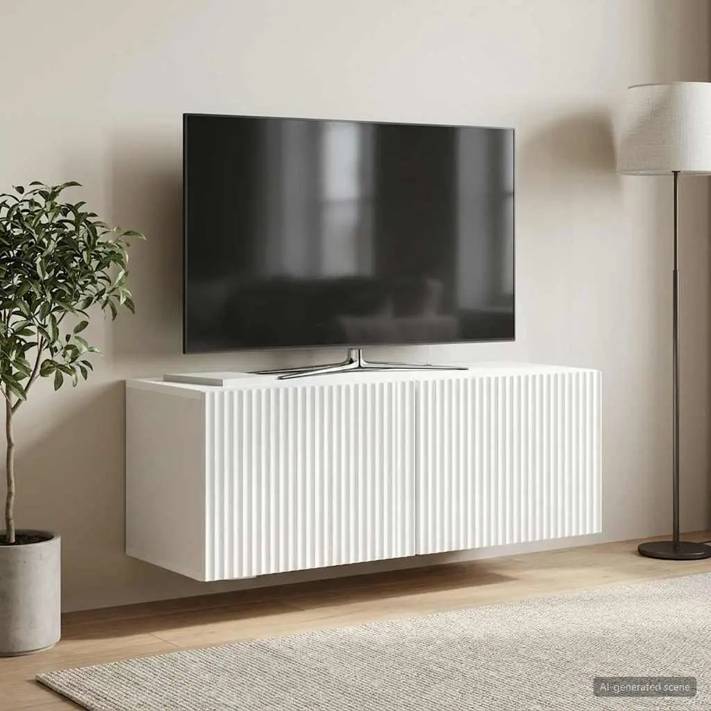 Wall-Mounted TV Cabinet Engineered Wood 78.5 x 31 x 30 cm White Modern Storage Unit
