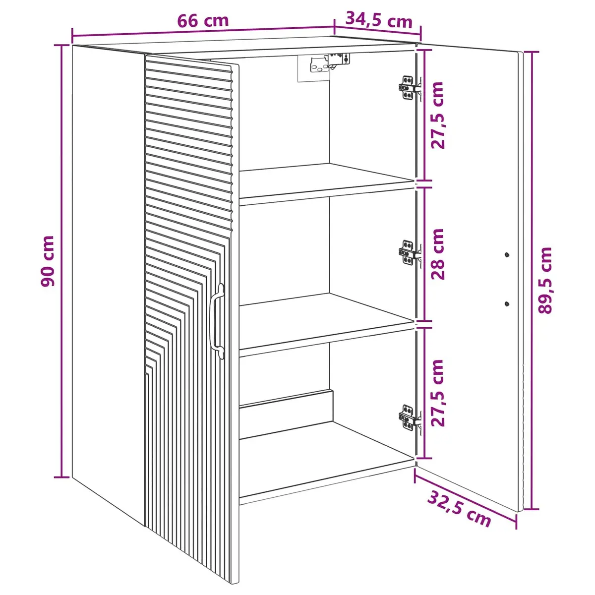 Wall-Mounted Cabinet Engineered Wood White 66x34.5x90cm Modern Storage Unit