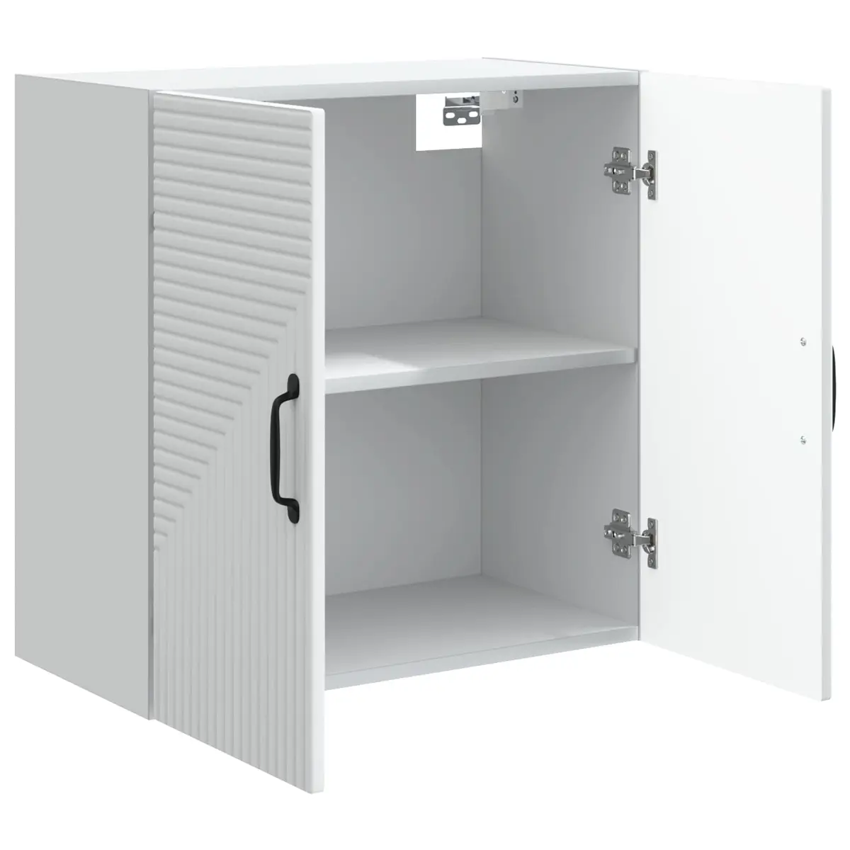 Wall-Mounted Storage Cabinet White Modern Shelving Unit Engineered Wood