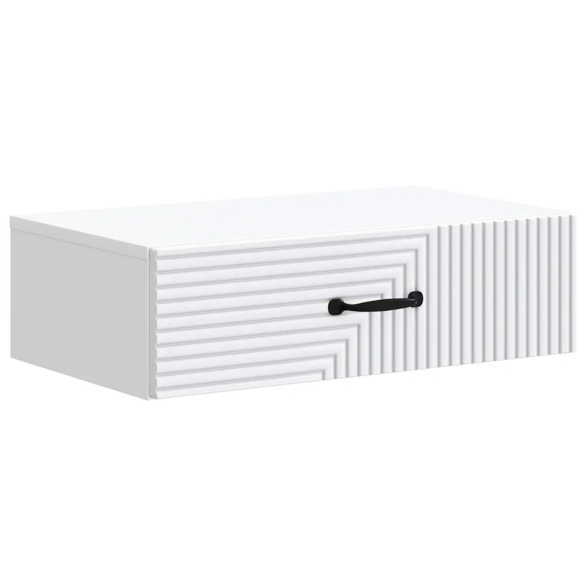 White Wall-Mounted Side Table with Storage Drawer Modern Bedroom Lounge Hallway