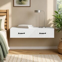 Wall-Mounted Side Table Storage Cabinet Bedroom Living Room Hallway White 87.5cm
