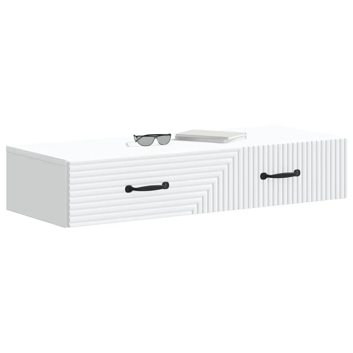 Wall-Mounted Storage Table Engineered Wood 87.5cm Minimalist White for Bedroom Living Room Hallway