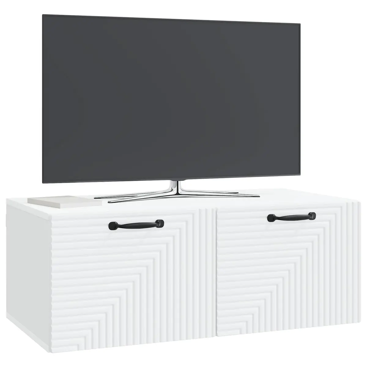 White Wall-Mounted TV Cabinet Engineered Wood 78.5x41x30cm Modern Storage Unit