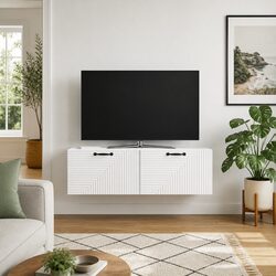 Practical White Wall-Mounted TV Cabinet for Space Saving