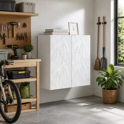 Wall-Mounted Storage Cabinet White 59x31x60cm Engineered Wood Organizer