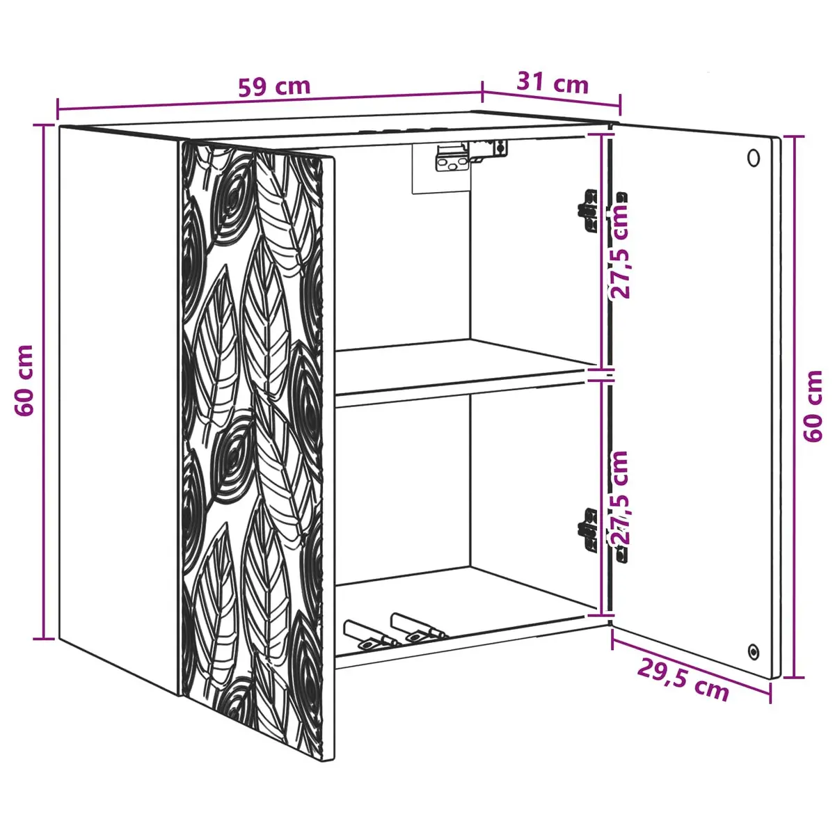 Wall-Mounted Cabinet Engineered Wood White 59x31x60cm Storage Organizer