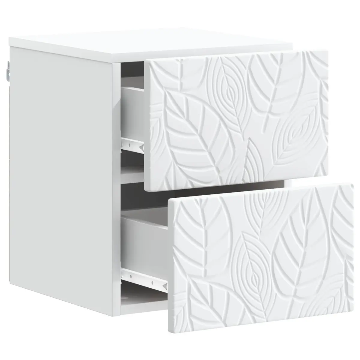 Wall-Mounted Bedside Cabinet White Modern Storage Drawers 34.5x33x40cm