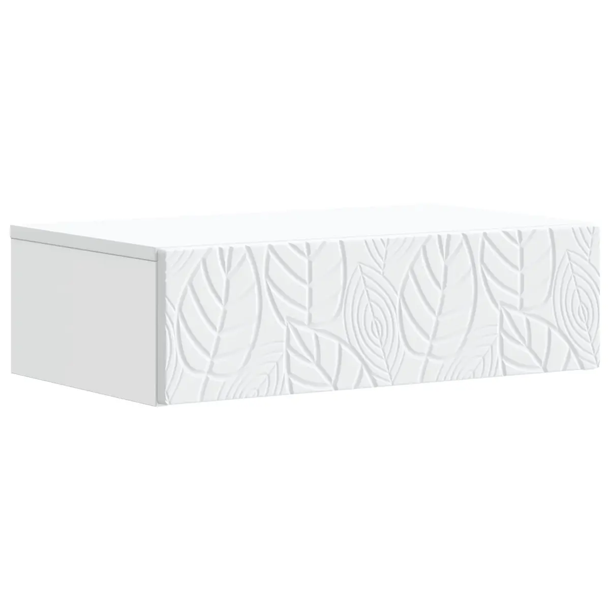 Wall-Mounted Side Table Engineered Wood Storage Drawers White 59x34.5x17cm