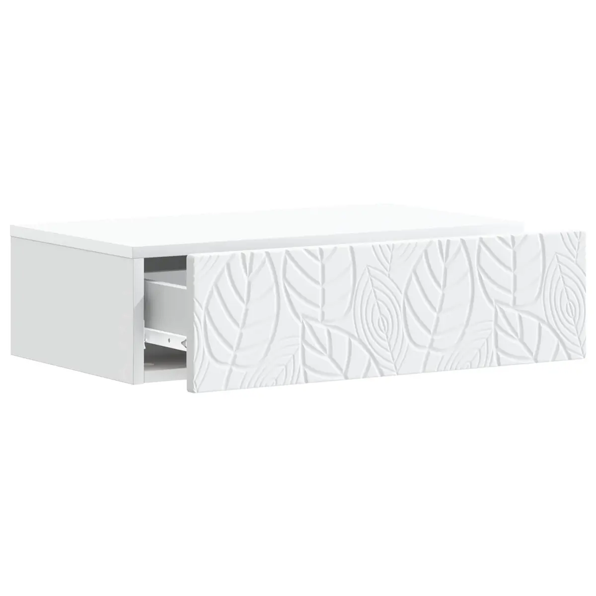 Wall-Mounted Side Table Engineered Wood Storage Drawers White 59x34.5x17cm