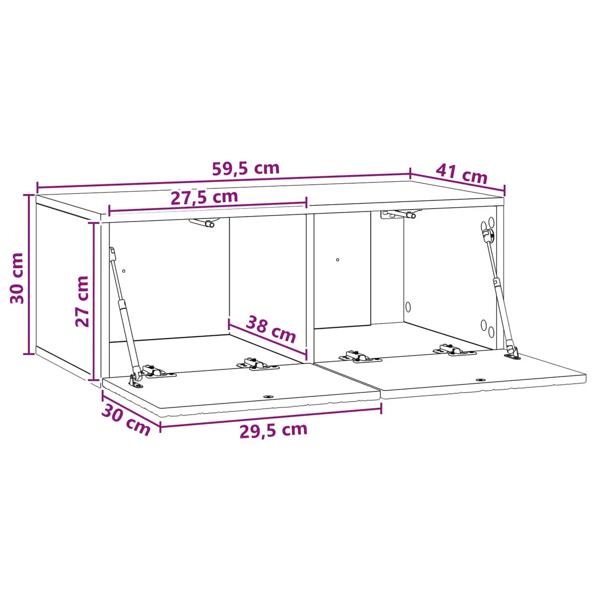 Wall Mounted Storage Unit Engineered Wood White 59.5cm Living Room TV Cabinet