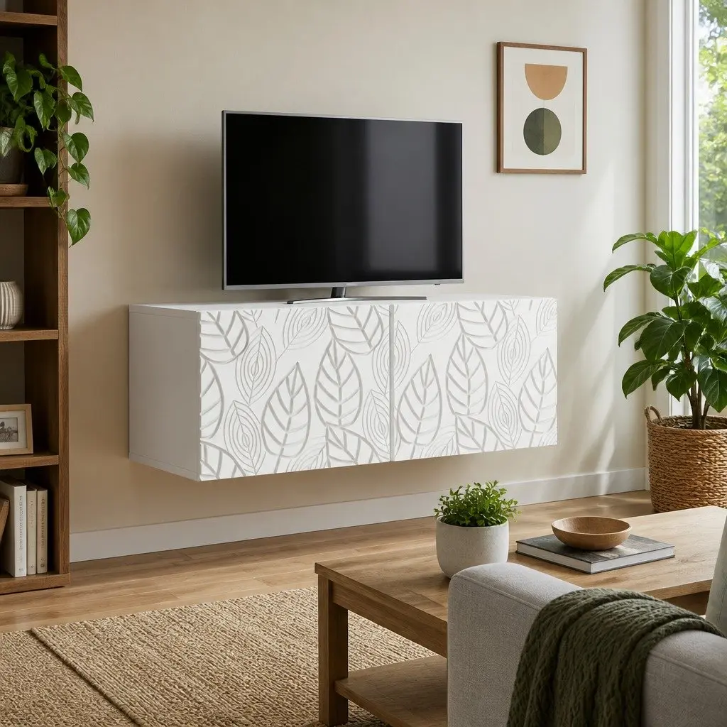 Wall-Mounted TV Cabinet Engineered Wood 78.5 x 41 x 30 cm White Storage Unit