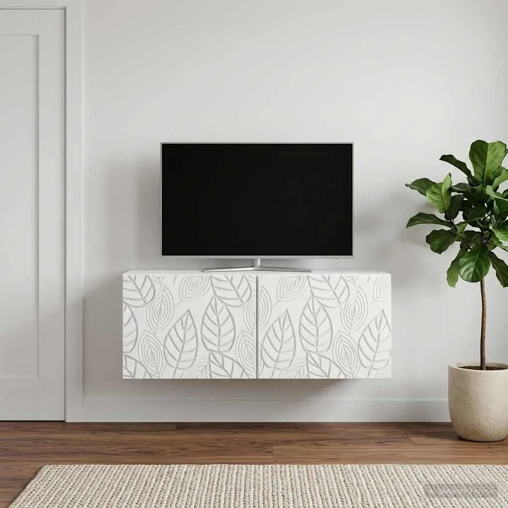 Wall-Mounted TV Cabinet Engineered Wood 78.5 x 41 x 30 cm White Storage Unit