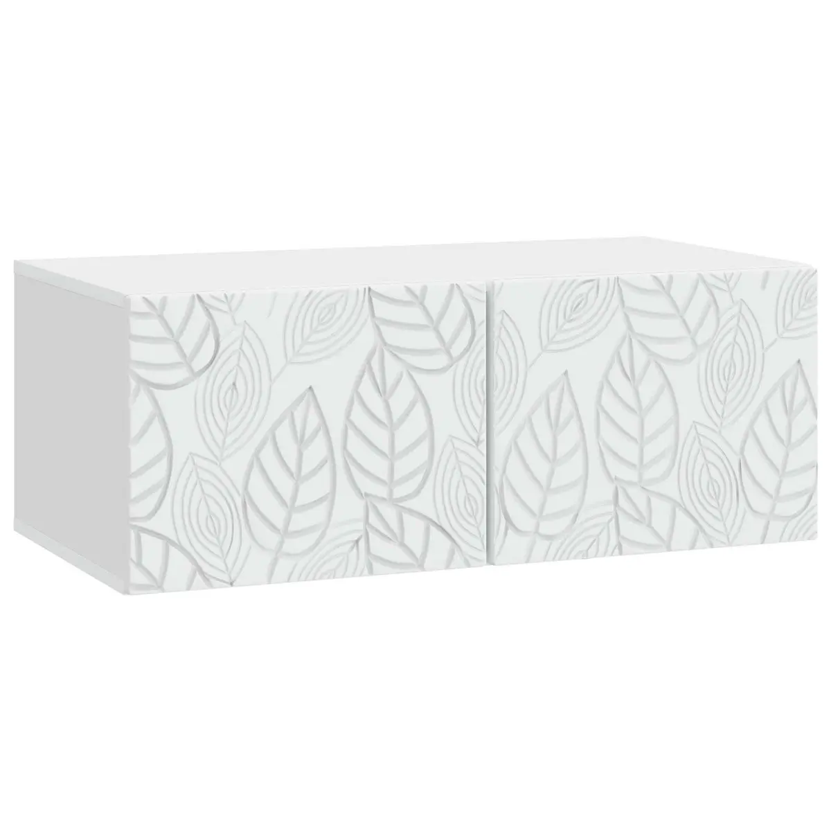 White TV Cabinet Wall Mounted Engineered Wood 98x41x30cm Storage Unit with Hinged Doors for Entertainment and Household Items