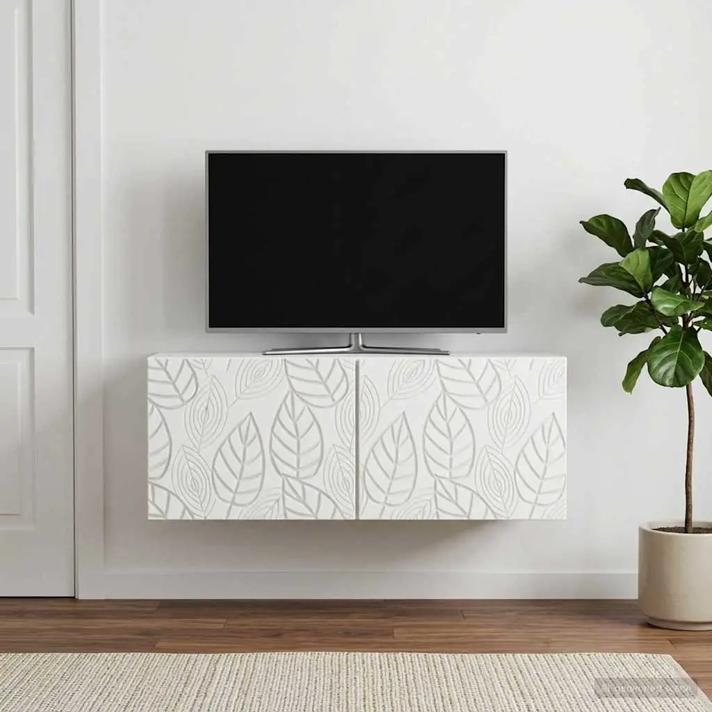 Wall-Mounted TV Cabinet 59.5 x 31 cm White Engineered Wood Storage Unit