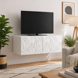 Wall-Mounted TV Cabinet 78.5 x 31 cm White Engineered Wood Storage Unit