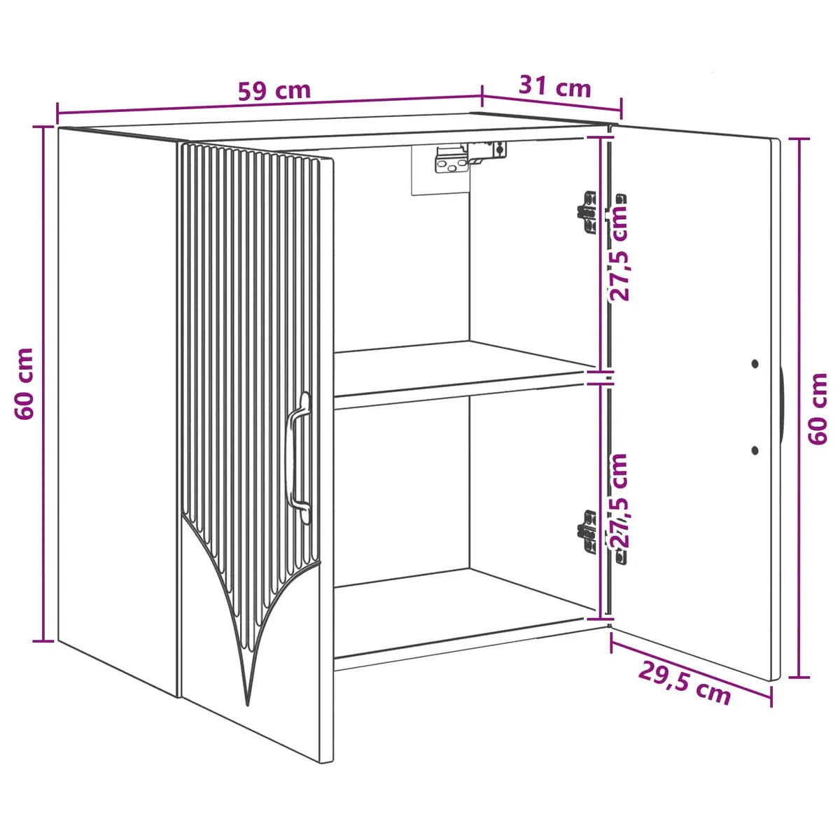 Wall-Mounted Storage Cabinet White Modern Shelves Engineered Wood Living Room