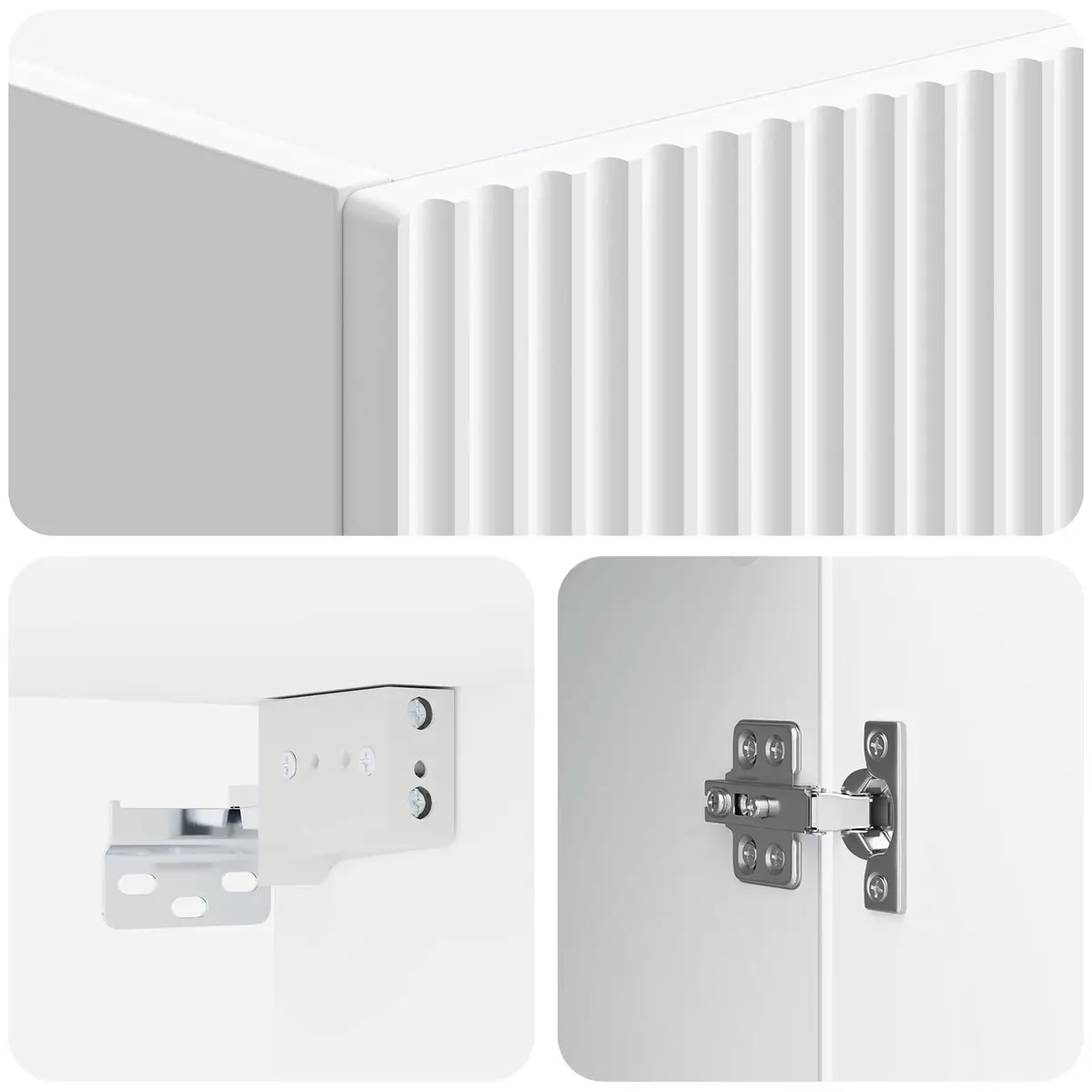 Wall-Mounted Cabinet Engineered Wood White Modern 90cm Shelving Unit