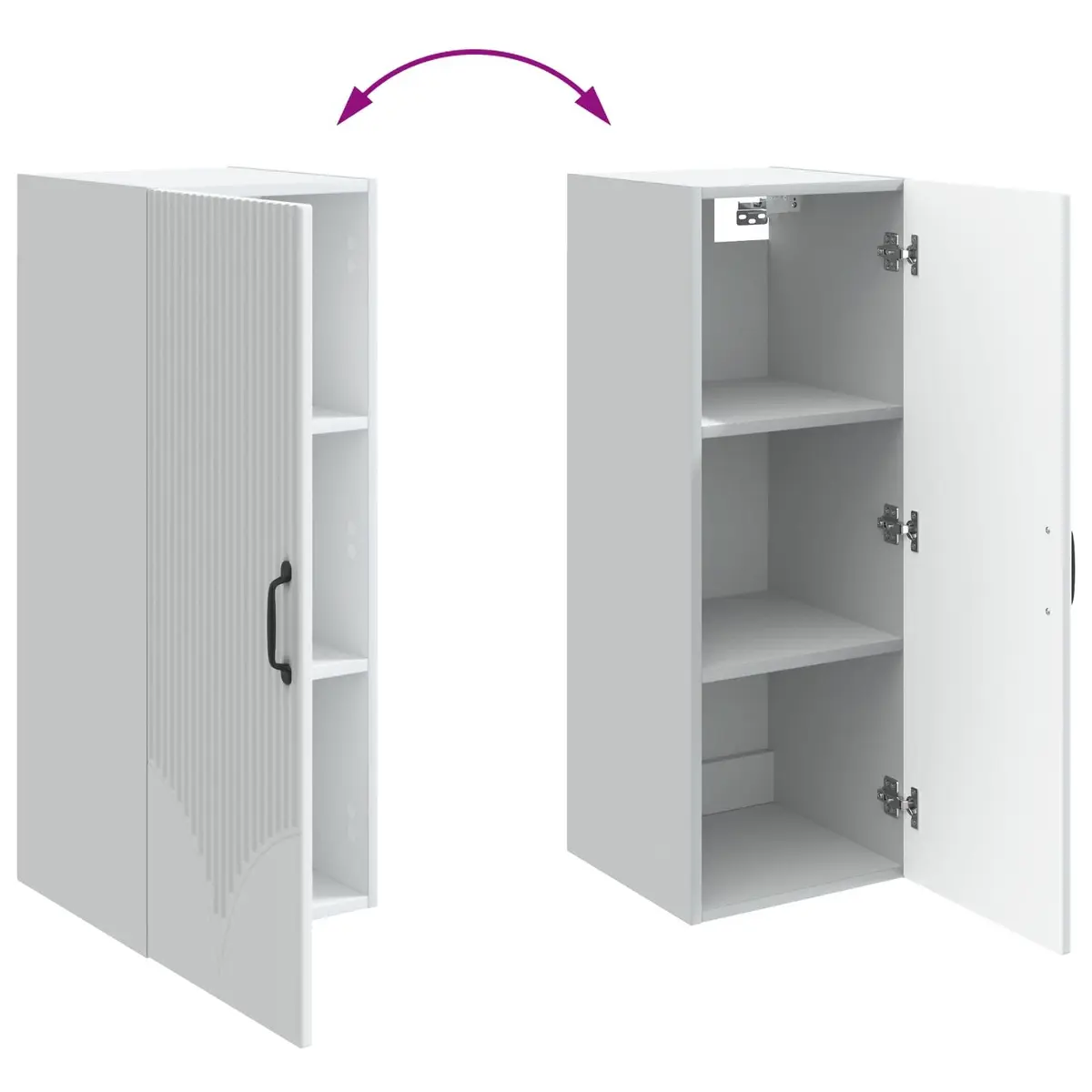 Wall-Mounted Cabinet Engineered Wood White Modern 90cm Shelving Unit