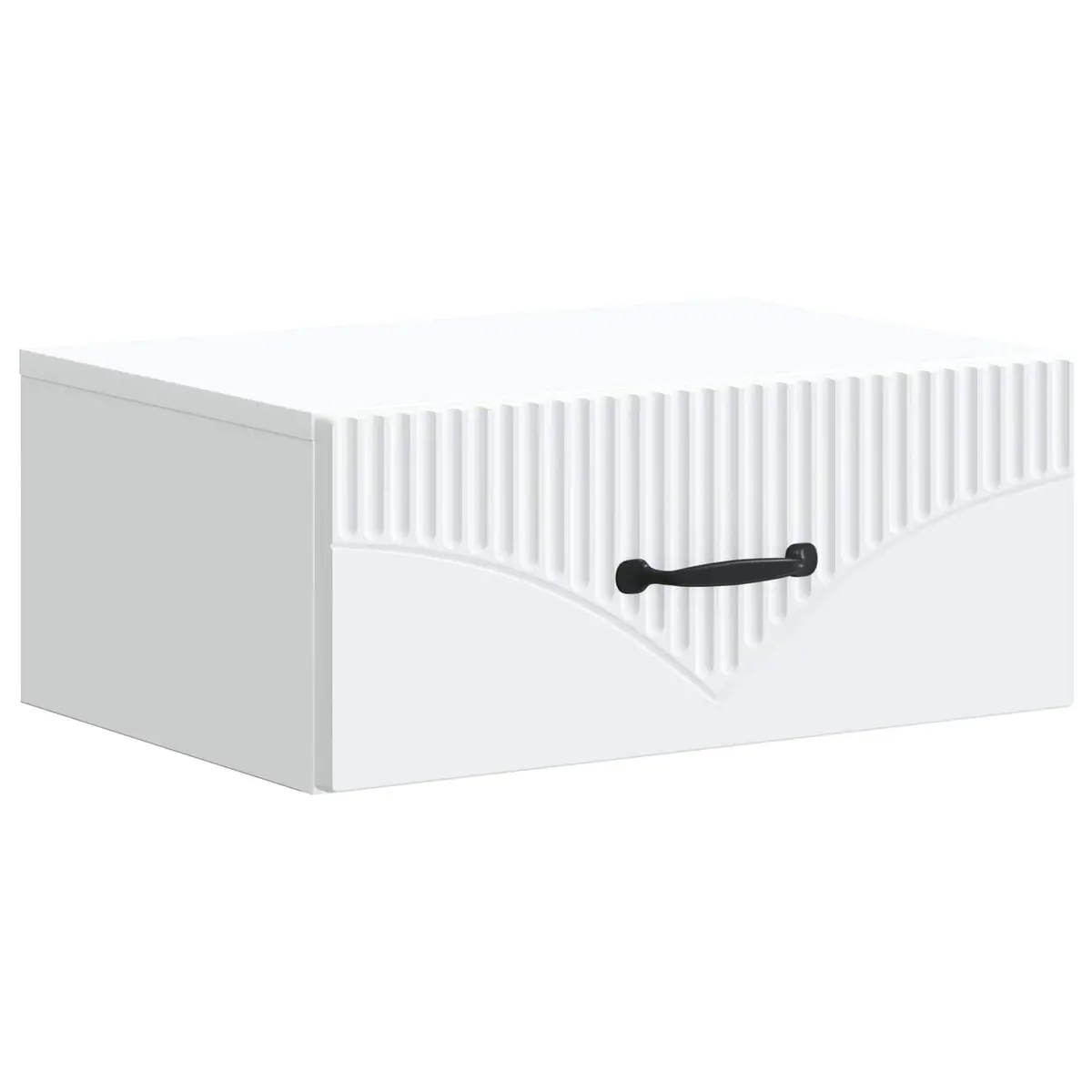 Wall-Mounted Bedside Table Engineered Wood 49 x 34.5 x 20 cm White Compact Nightstand with Drawer and Open Shelf