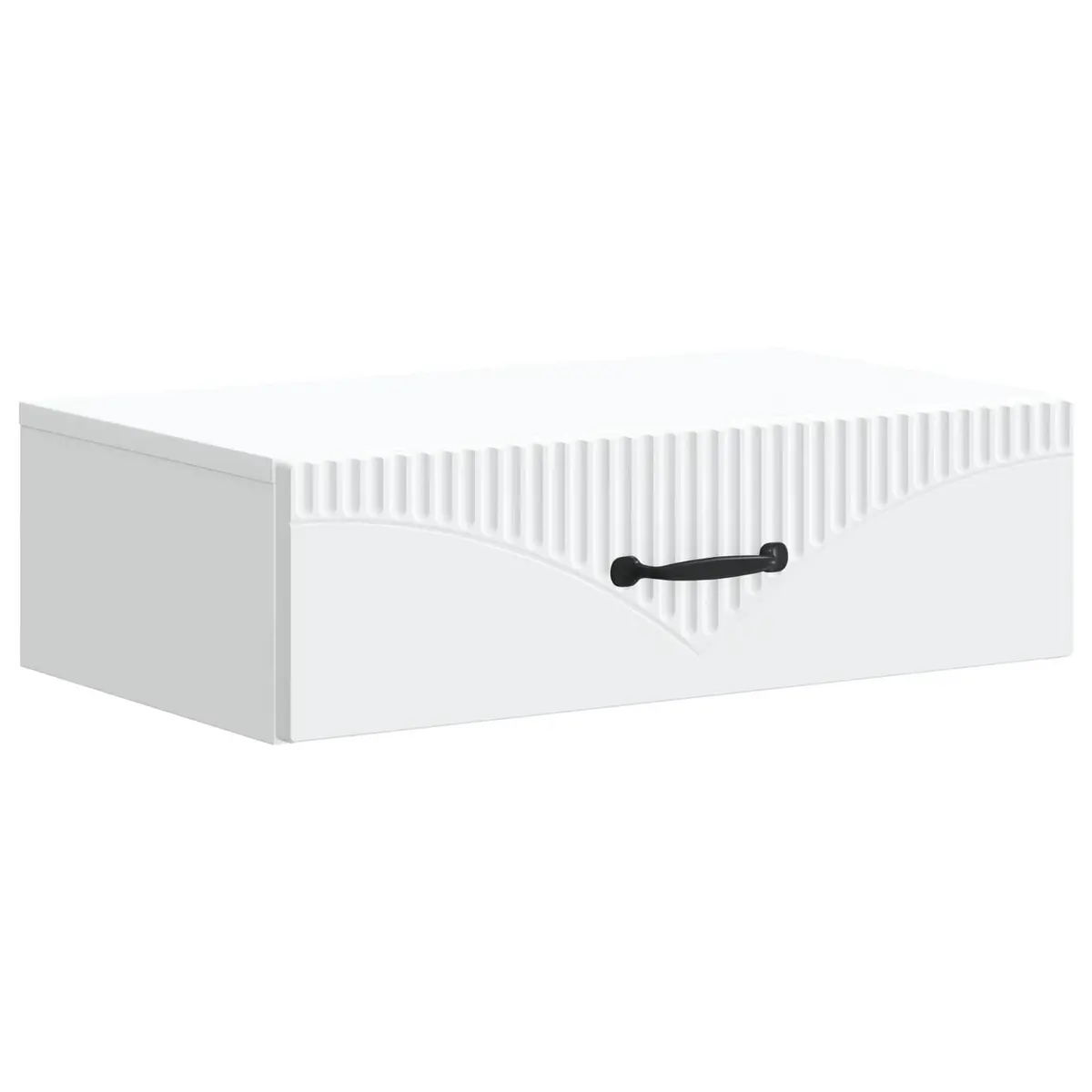 Wall-Mounted Side Table White Storage Cabinet Modern Engineered Wood 59cm