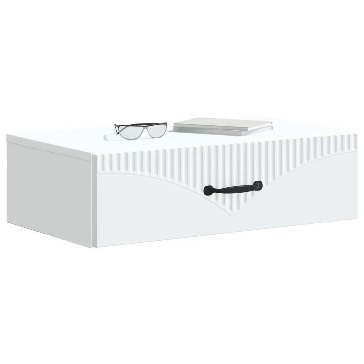 Wall-Mounted Side Table White Storage Cabinet Modern Engineered Wood 59cm