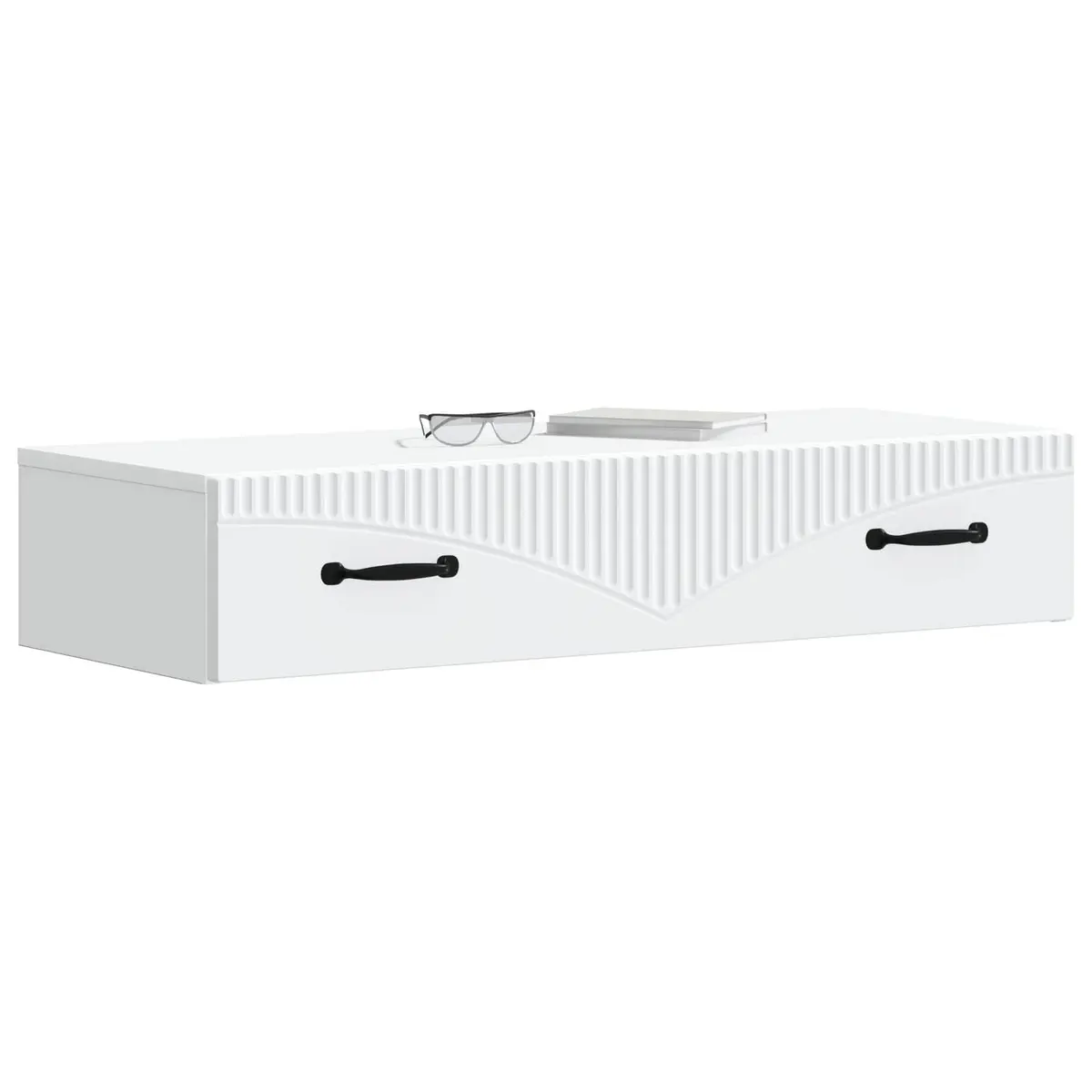Wall-Mounted Side Table White Storage Cabinet Modern Minimalist Design Rectangle