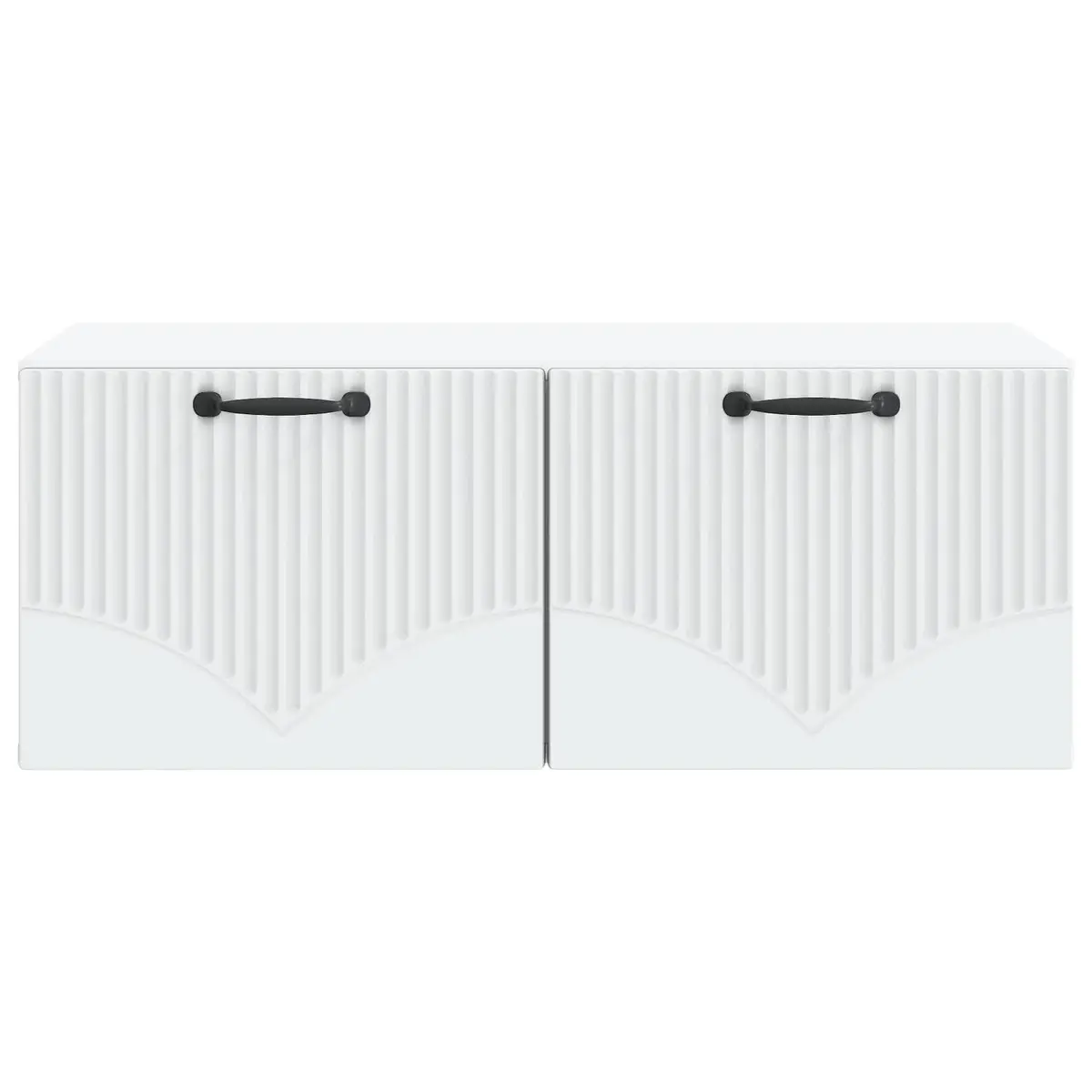 Wall-Mounted Entertainment Unit White Engineered Wood Modern Storage Cabinet 785x41x30cm with Swing Hinged Doors