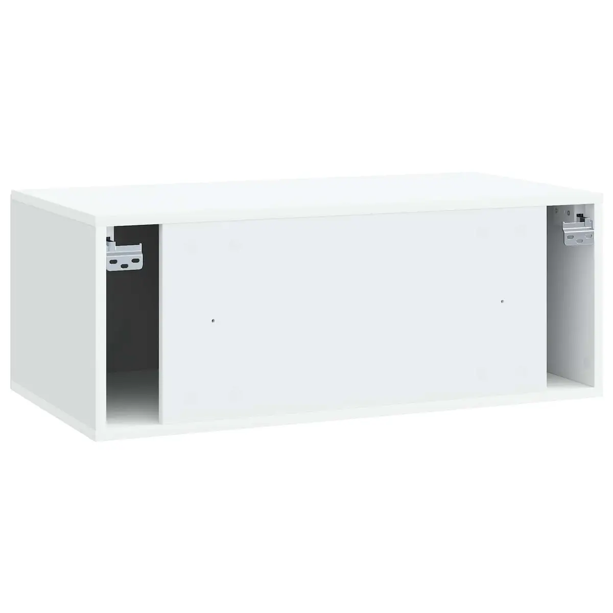 Wall-Mounted Entertainment Unit White Engineered Wood Modern Storage Cabinet 785x41x30cm with Swing Hinged Doors
