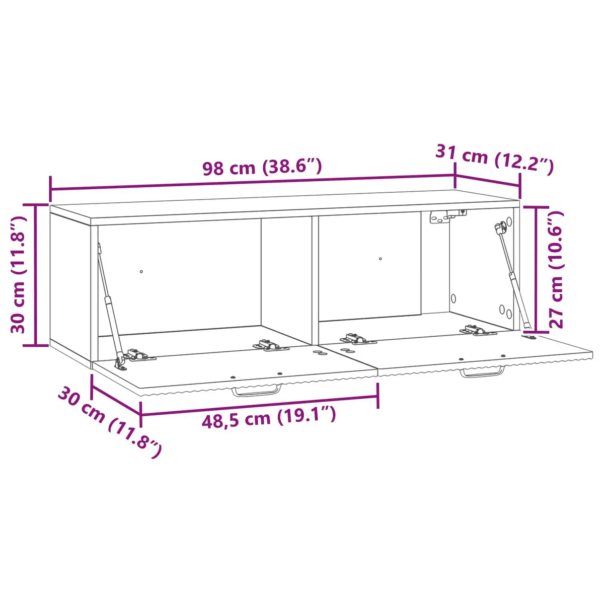 Wall-Mounted TV Cabinet White Modern Storage Unit Media Entertainment Console