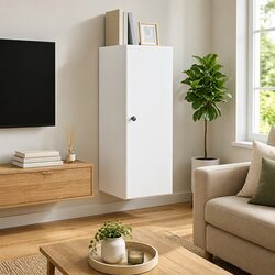 Versatile White Wall-Mounted Storage Cabinet 33x34.5x90cm for Your Home