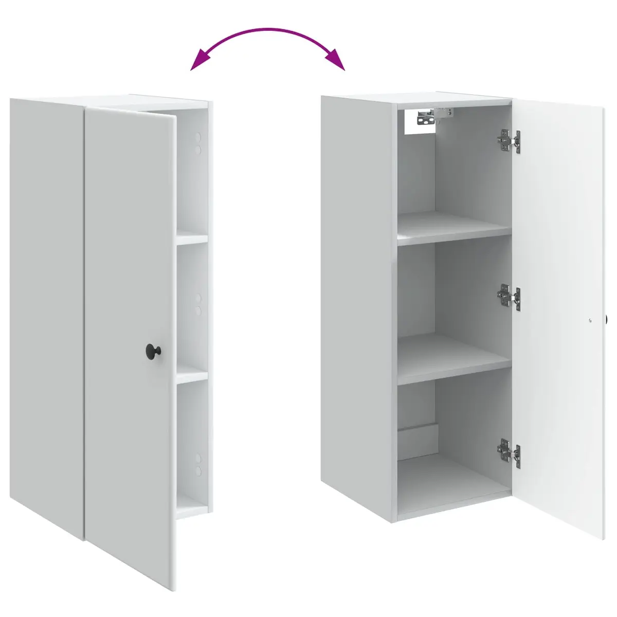 White Engineered Wood Wall-Mounted Cabinet 33x34.5x90cm with Swing Door for Living Room Bedroom Garage Storage