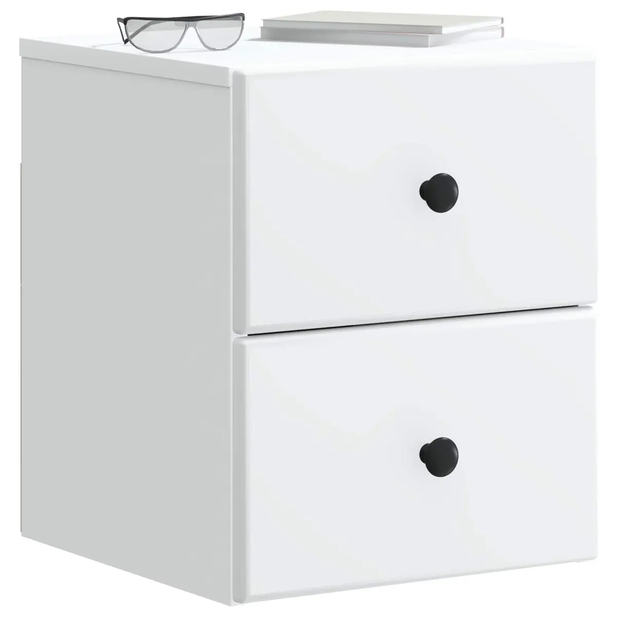 Wall-Mounted Bedside Cabinet White Compact Storage with Drawer and Compartment for Bedroom Furniture