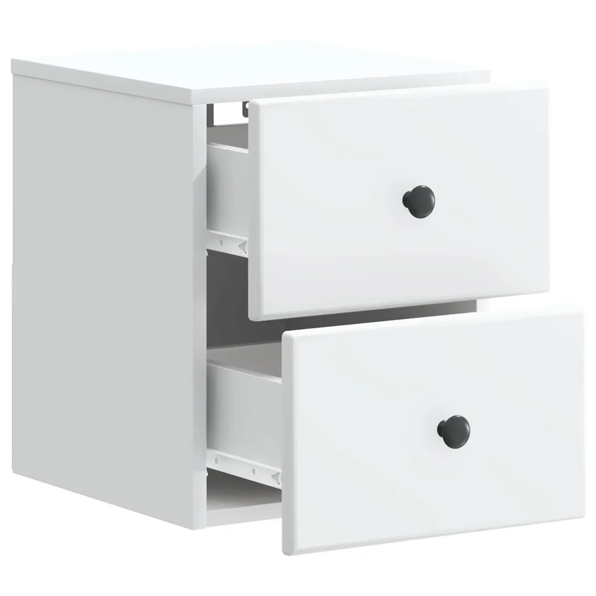 Wall-Mounted Bedside Cabinet White Compact Storage with Drawer and Compartment for Bedroom Furniture