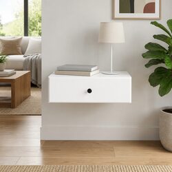 Wall-Mounted Side Table White Storage Cabinet with Drawers Modern Lounge Bedroom