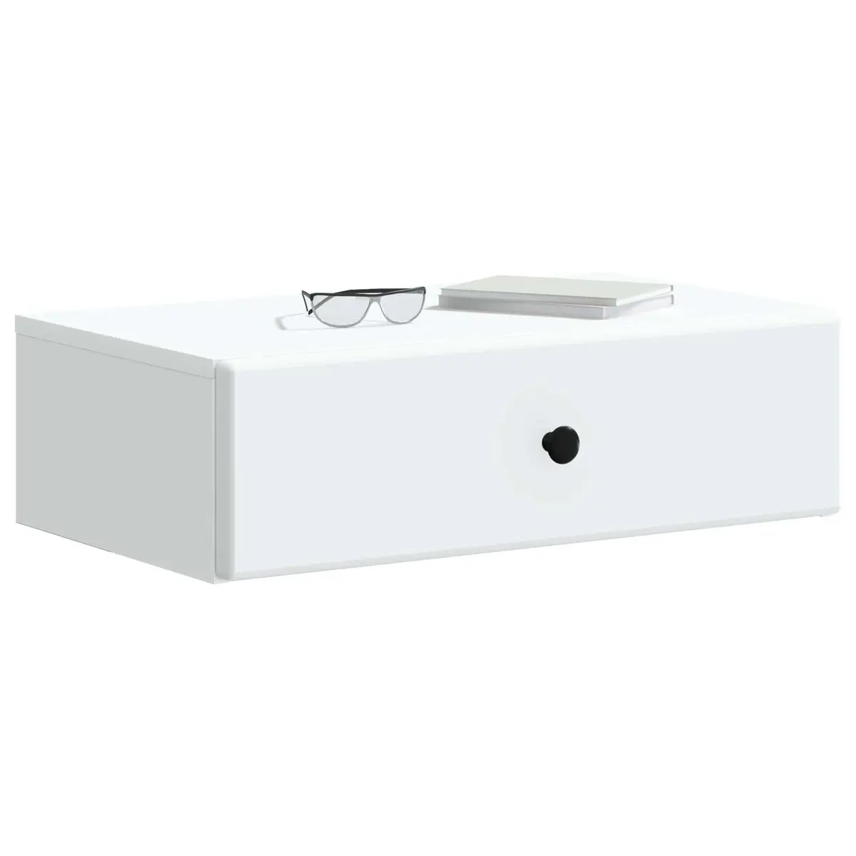 Wall-Mounted Side Table White Storage Cabinet with Drawers Modern Lounge Bedroom