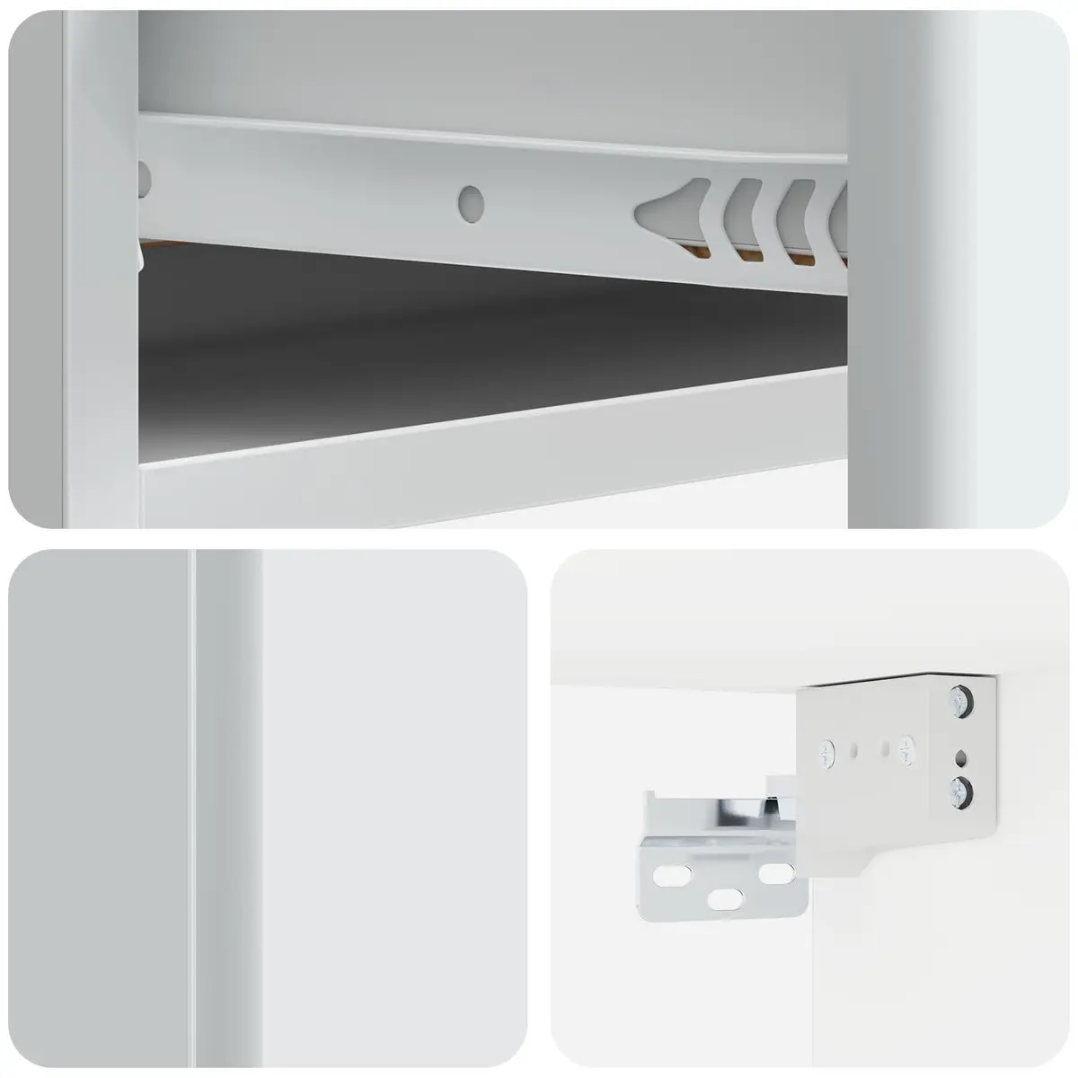 Wall-Mounted Side Table White Storage Cabinet with Drawers Modern Lounge Bedroom
