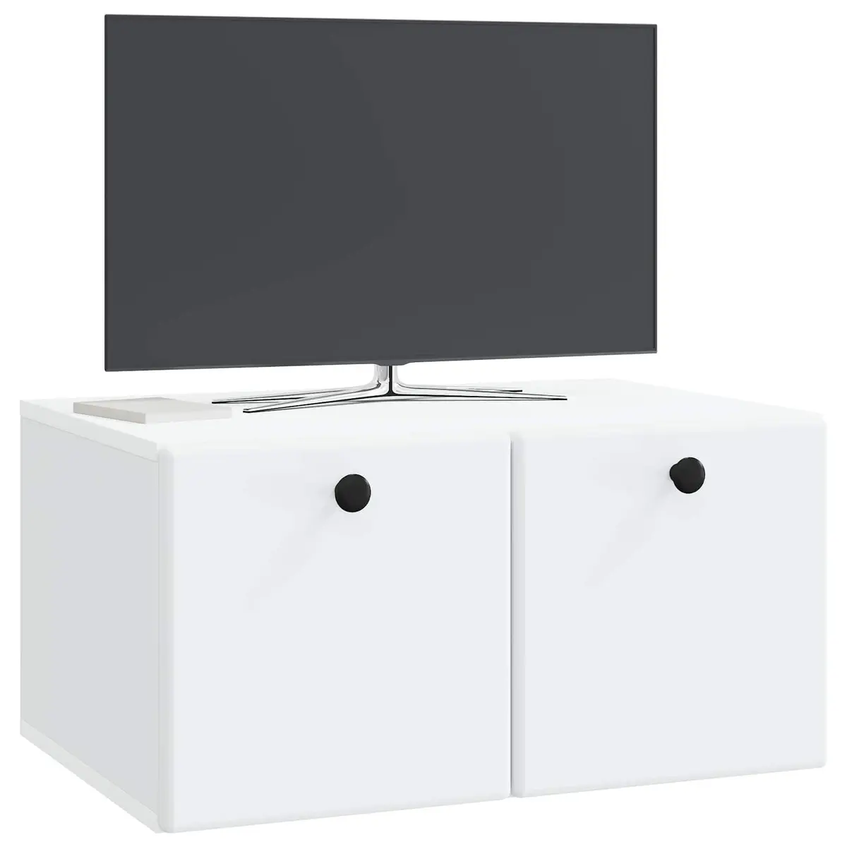 Wall-Mounted TV Cabinet Engineered Wood 59.5cm White Storage Unit Living Room Media Organiser